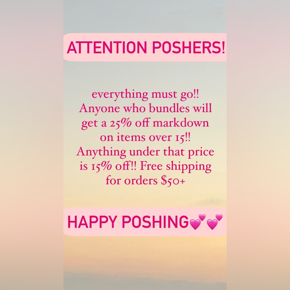 ATTENTION POSHERS!! BIG SAVINGS AND FREE SHIPPING!!
